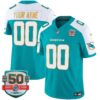 Dolphins Gold Trim Vapor Limited Custom Jersey – All Stitched – Aqua Alternate Jersey