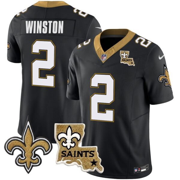 Saints Vapor Limited Jersey – New Orleans Patch – All Stitched – Black – Jameis Winston Jersey