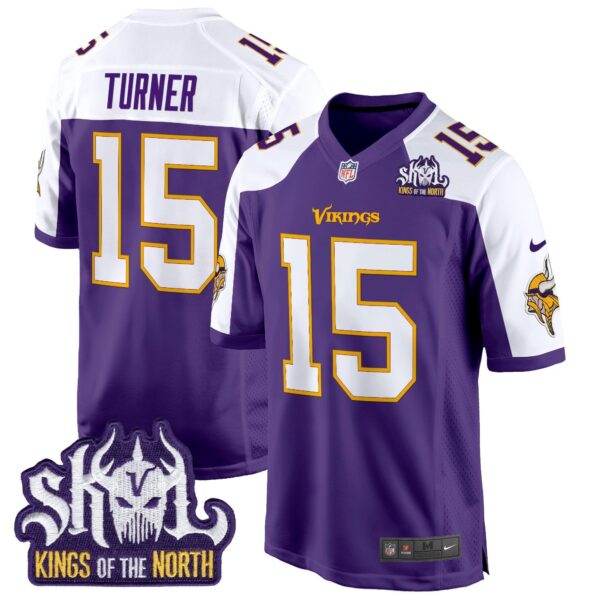 Minnesota Vikings King Of The North Patch Throwback Game Jersey – All Stitched – Purple Alternate – Dallas Turner Jersey