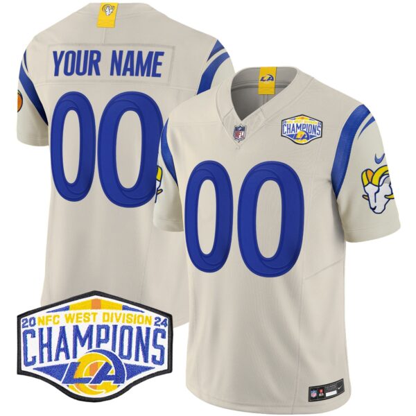 Los Angeles Rams 2024 NFC West Division Champions Vapor Limited Custom Jersey – All Stitched – Bone Jersey