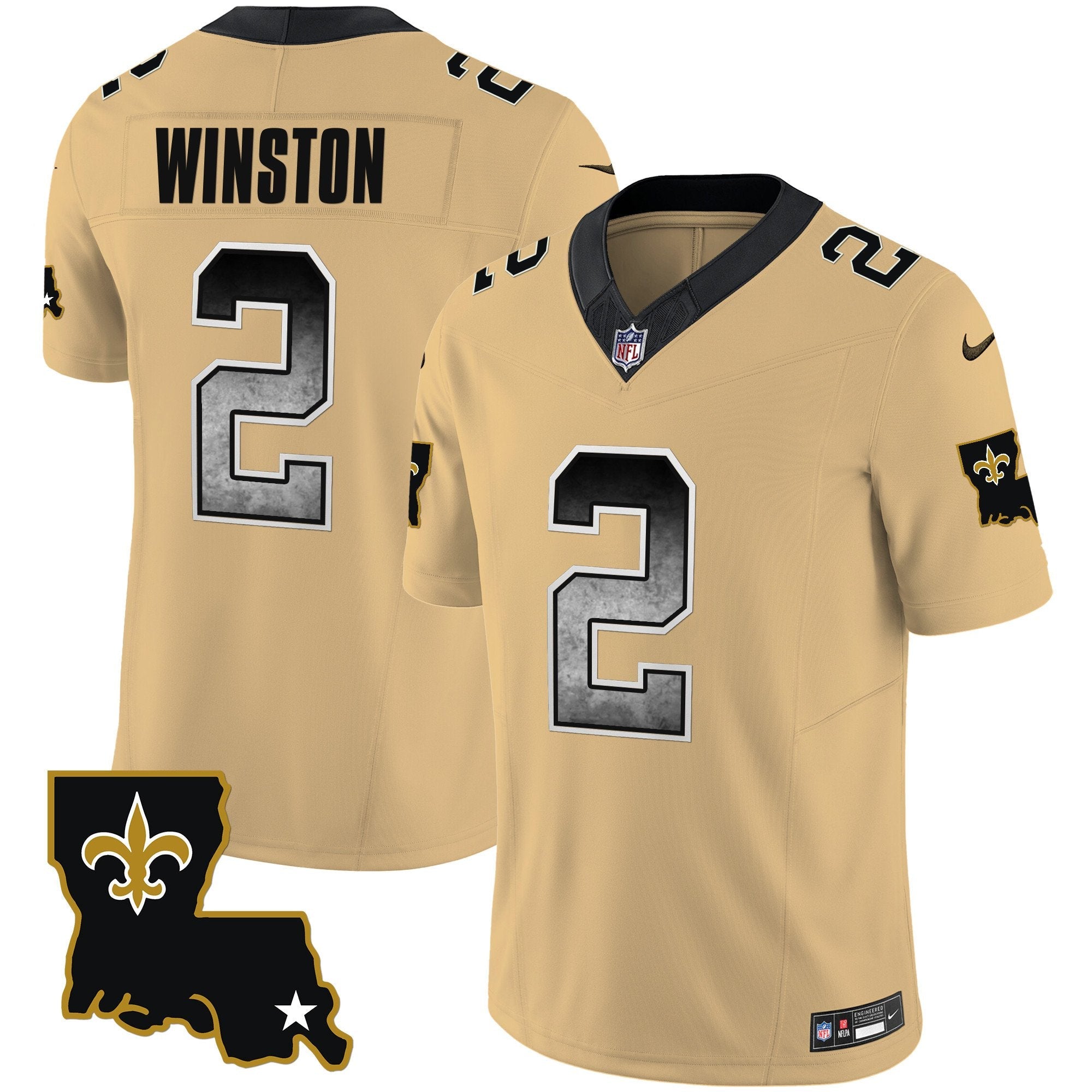 Saints 1987 Legacy Arch Smoke Jersey – All Stitched – Gold – Jameis Winston Jersey