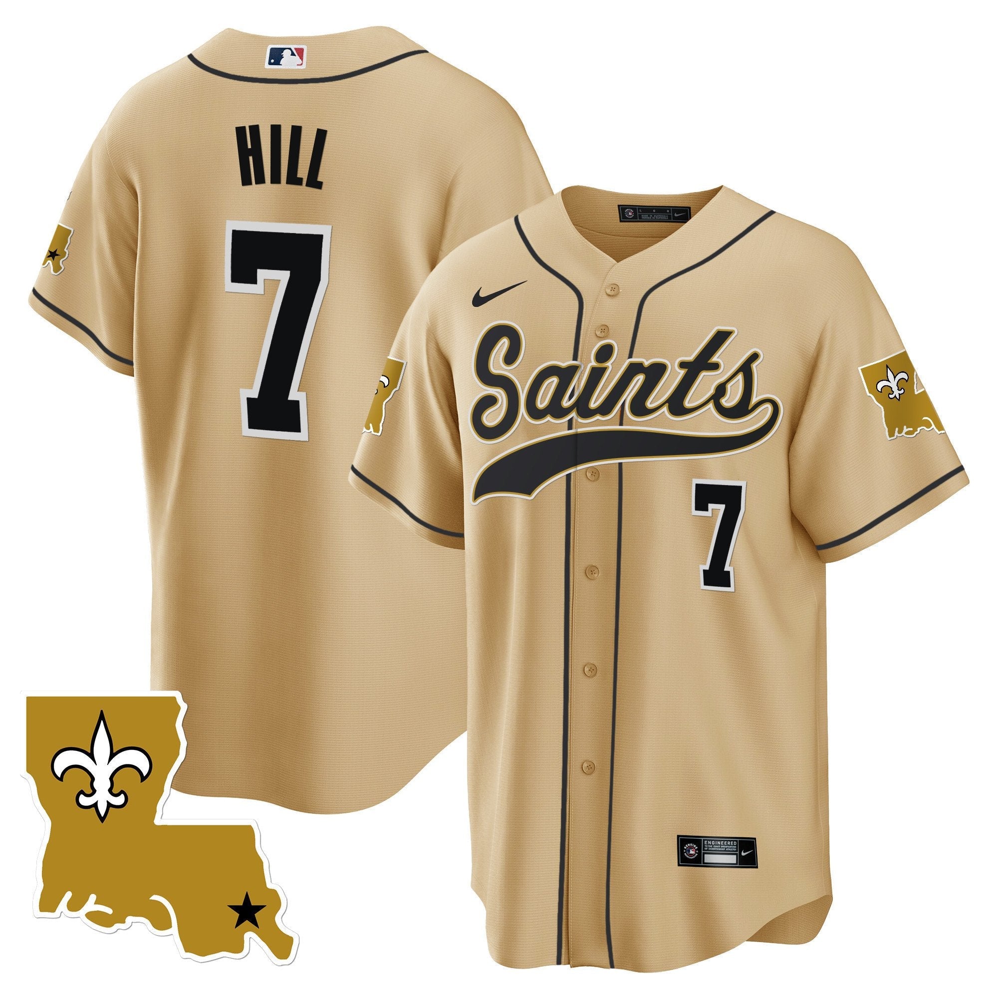 Saints 1987 Legacy Cool Base Jersey – All Stitched – Gold – Taysom Hill Jersey