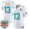 Dolphins Gold Trim Vapor Limited Jersey – All Stitched – White – Dan Marino Jersey