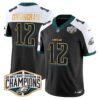 Eagles 2024 NFC East Division Champions Gold Trim Vapor Limited Jersey – All Stitched – Black Alternate – Randall Cunningham Jersey
