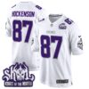 Minnesota Vikings King Of The North Patch Throwback Game Jersey – All Stitched – Winter Warrior – T.J. Hockenson Jersey