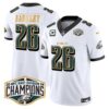 Eagles 2024 NFC East Division Champions Gold Trim Vapor Limited Jersey – All Stitched – White – Saquon Barkley Jersey