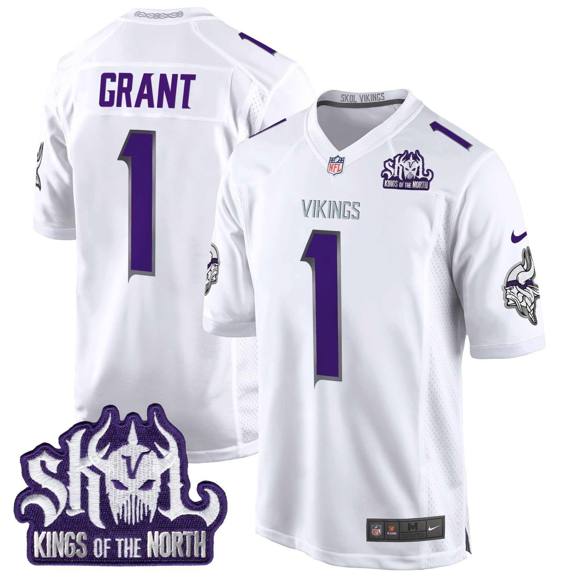Minnesota Vikings King Of The North Patch Throwback Game Jersey – All Stitched – Winter Warrior – Bud Grant Jersey