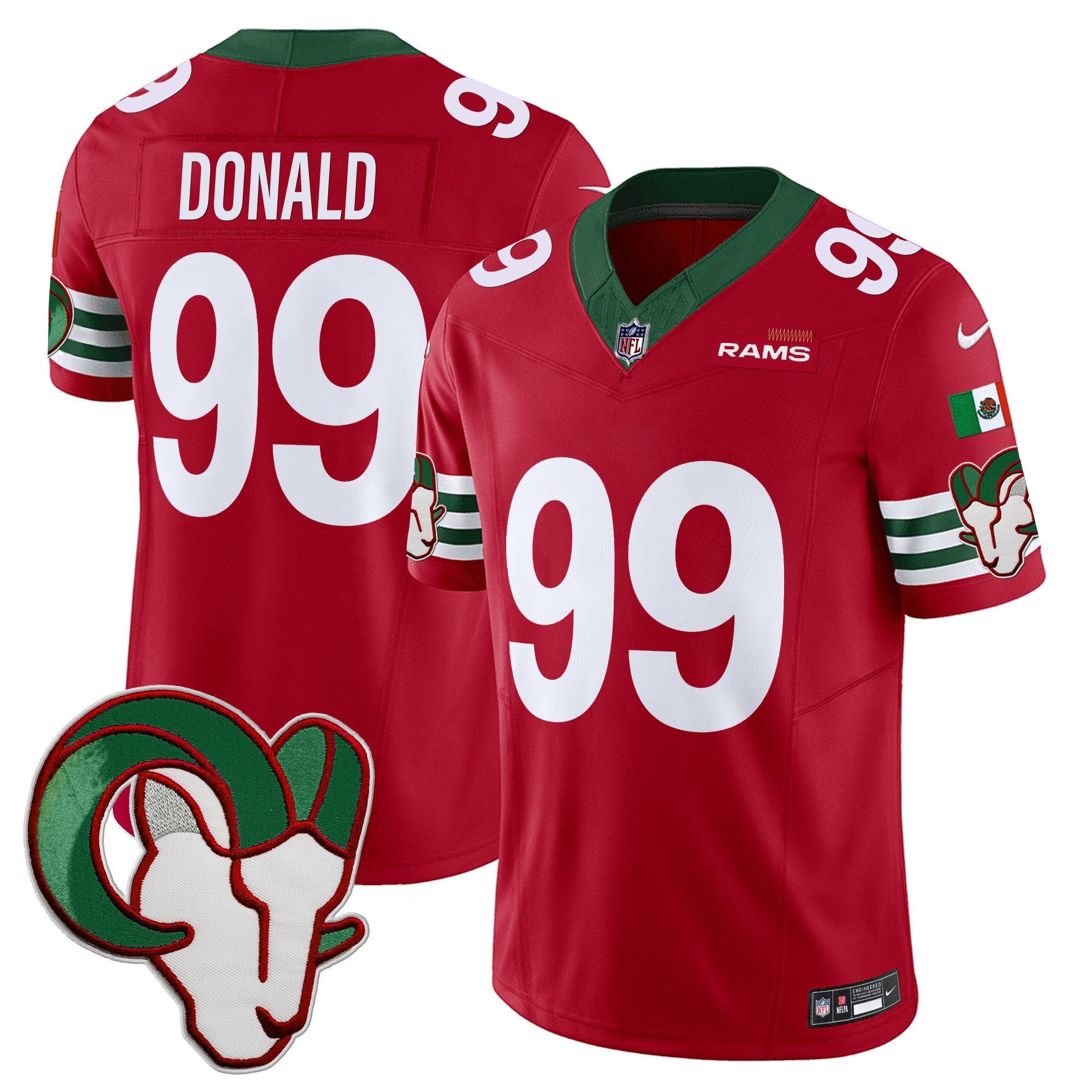 Rams Mexico Vapor Limited Jersey – All Stitched – Red – Aaron Donald Jersey