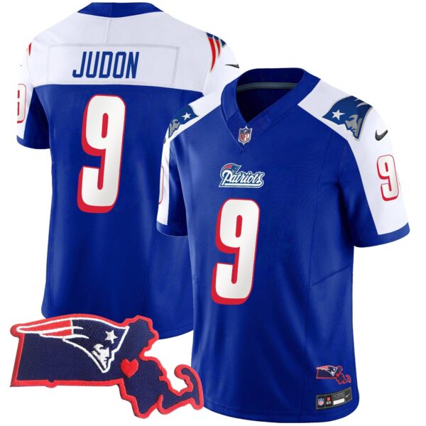 Patriots 1996 Throwback State Patch Vapor Jersey – All Stitched – Royal Alternate – Matthew Judon Jersey