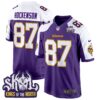 Minnesota Vikings King Of The North Patch Throwback Game Jersey – All Stitched – Purple Alternate – T.J. Hockenson Jersey