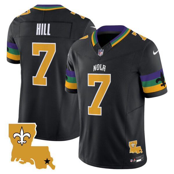 Saints 2024 New Orleans City Vapor Limited Jersey – All Stitched – Black – Taysom Hill Jersey