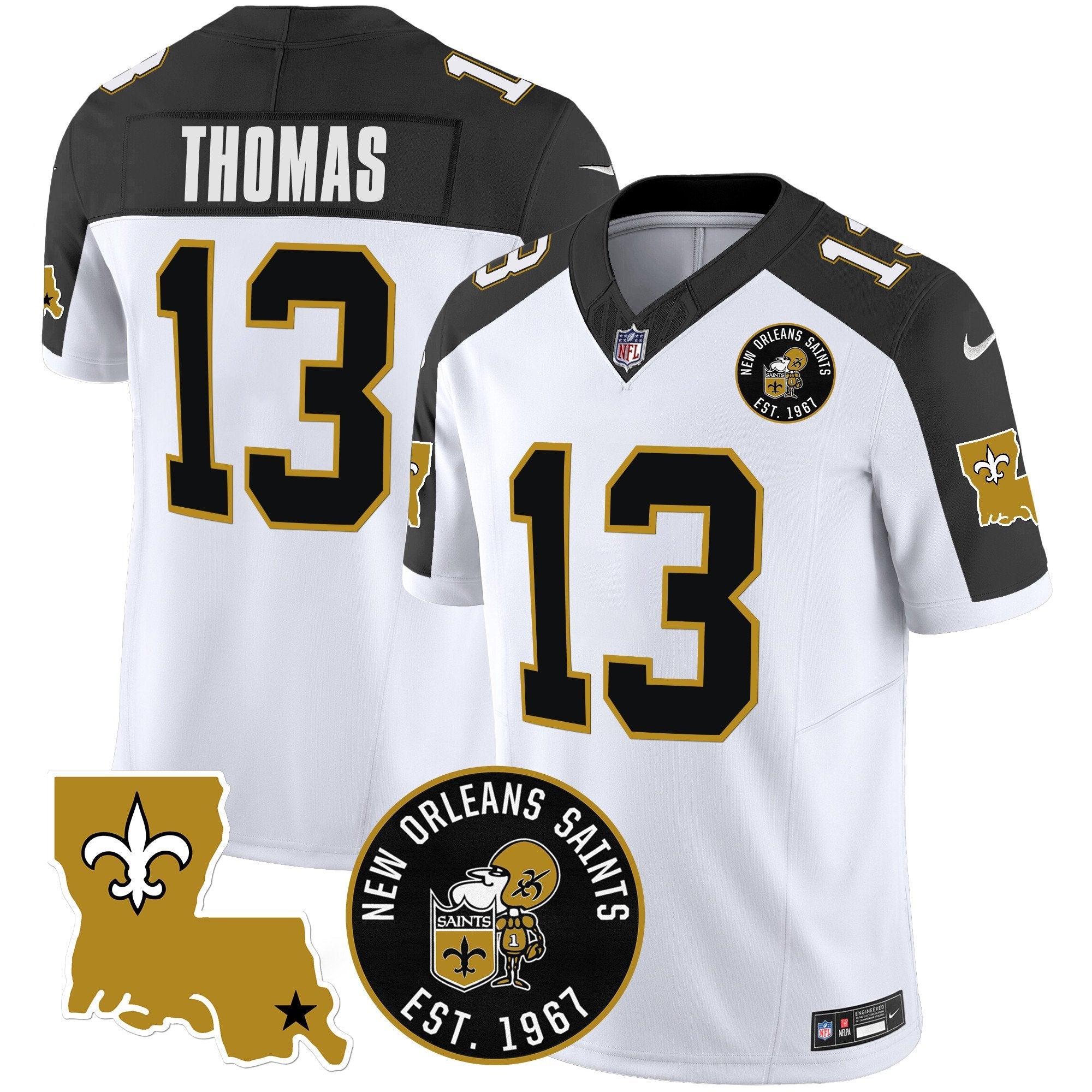 Saints EST. 1967 Patch Vapor Jersey – All Stitched – Inverted – Michael Thomas Jersey