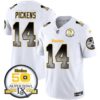 Steelers Arch Smoke 50th Anniversary Of Super Bowl IX Patch Vapor Limited Jersey – All Stitched – White – George Pickens Jersey