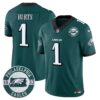 Eagles 2024 Vapor Limited Jersey – Est. 1933 Patch – All Stitched – Midnight Green – Jalen Hurts Jersey