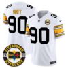 Steelers 2024 Vapor Limited Jersey – Est 1933 Patch – All Stitched – 1975 White – T. J. Watt Jersey