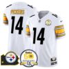 Steelers 50th Anniversary Of Super Bowl IX & Map Patch Vapor Limited Jersey – All Stitched – White – George Pickens Jersey