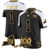 New York Giants 100th Season & State Patch Gold Vapor Limited Jersey – All Stitched – Alternate – Malik Nabers Jersey
