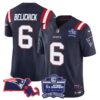 Patriots Bill Belichick 6x Champions Patch Vapor Jersey – All Stitched – Navy – Bill Belichick Jersey