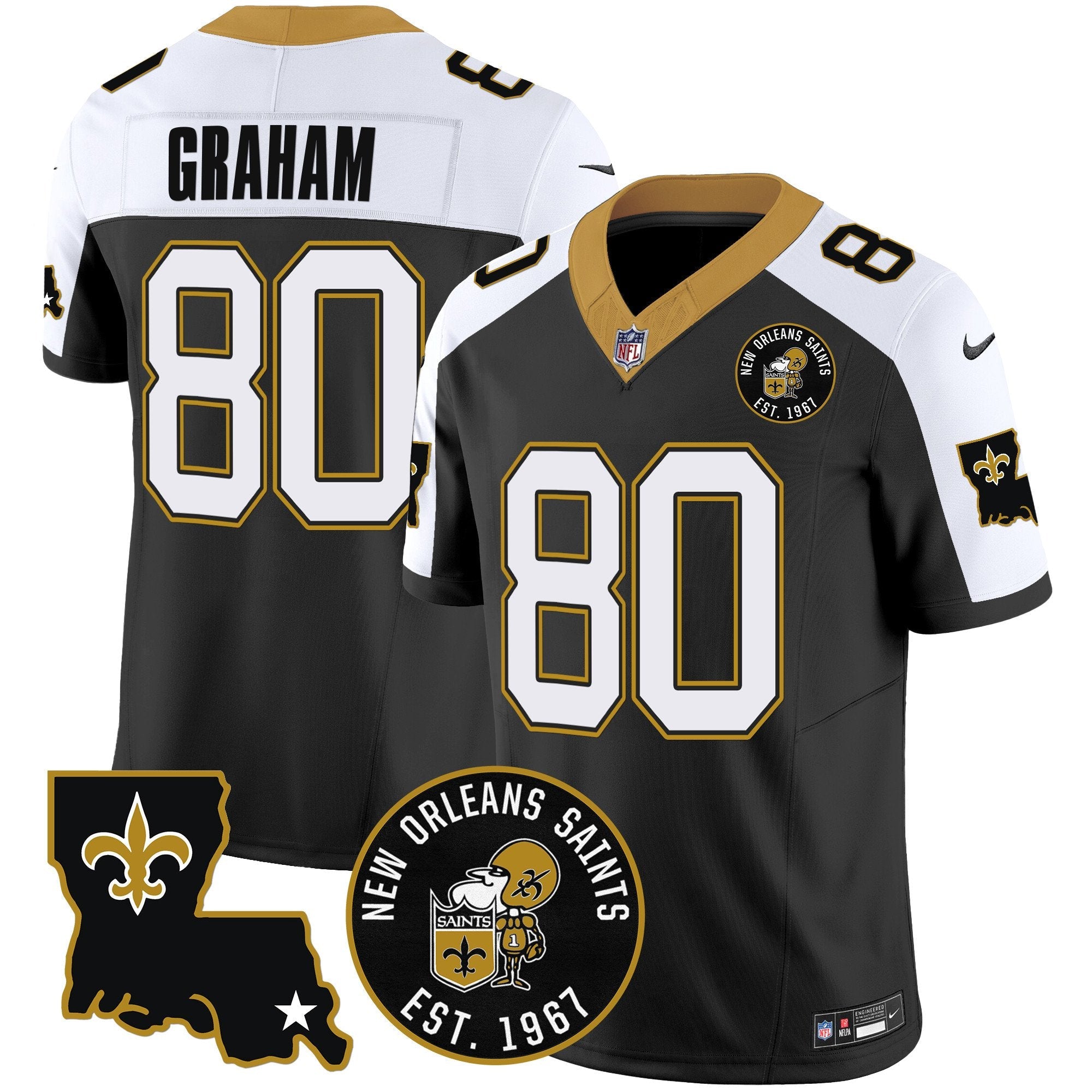 Saints EST. 1967 Patch Vapor Jersey – All Stitched – Alternate – Jimmy Graham Jersey