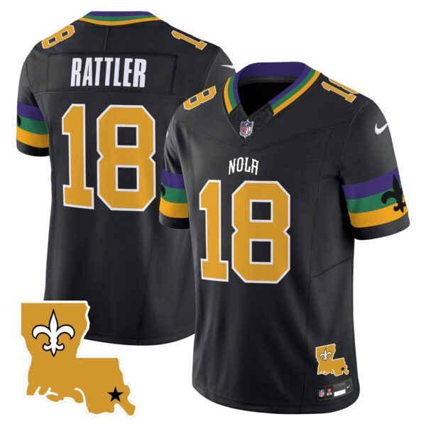 Saints 2024 New Orleans City Vapor Limited Jersey – All Stitched – Black – Spencer Rattler Jersey