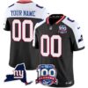 New York Giants 100th Season & State Patch Vapor Limited Custom Jersey – All Stitched – Black Alternate Jersey