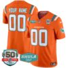 Dolphins 50th & Don Shula 347 Memorial Patch Vapor Limited Custom Jersey – All Stitched – Orange Jersey