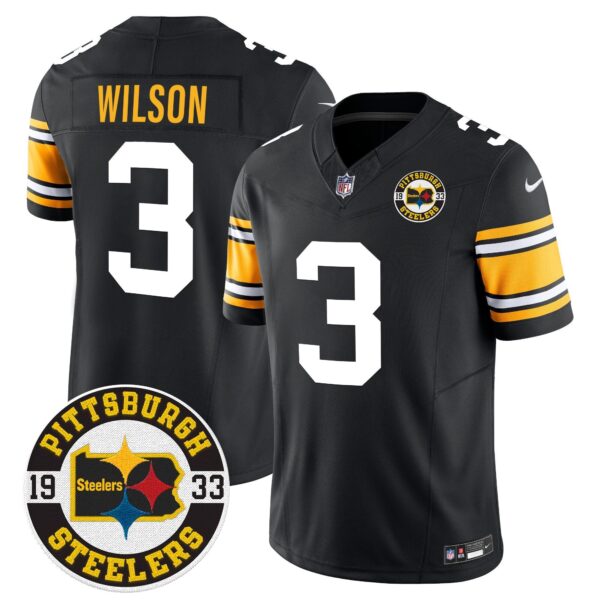 Steelers 2024 Vapor Limited Jersey – Est 1933 Patch – All Stitched – 1975 Throwback – Russell Wilson Jersey