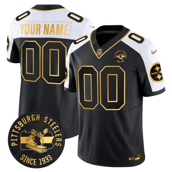 Pittsburgh Steelers Throwback 1933 Patch Gold Vapor Limited Custom Jersey – All Stitched – Alternate Jersey