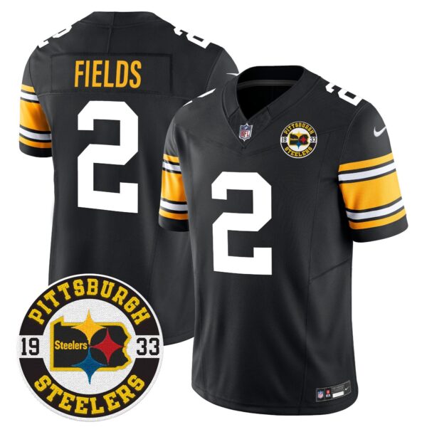 Steelers 2024 Vapor Limited Jersey – Est 1933 Patch – All Stitched – 1975 Throwback – Justin Fields Jersey