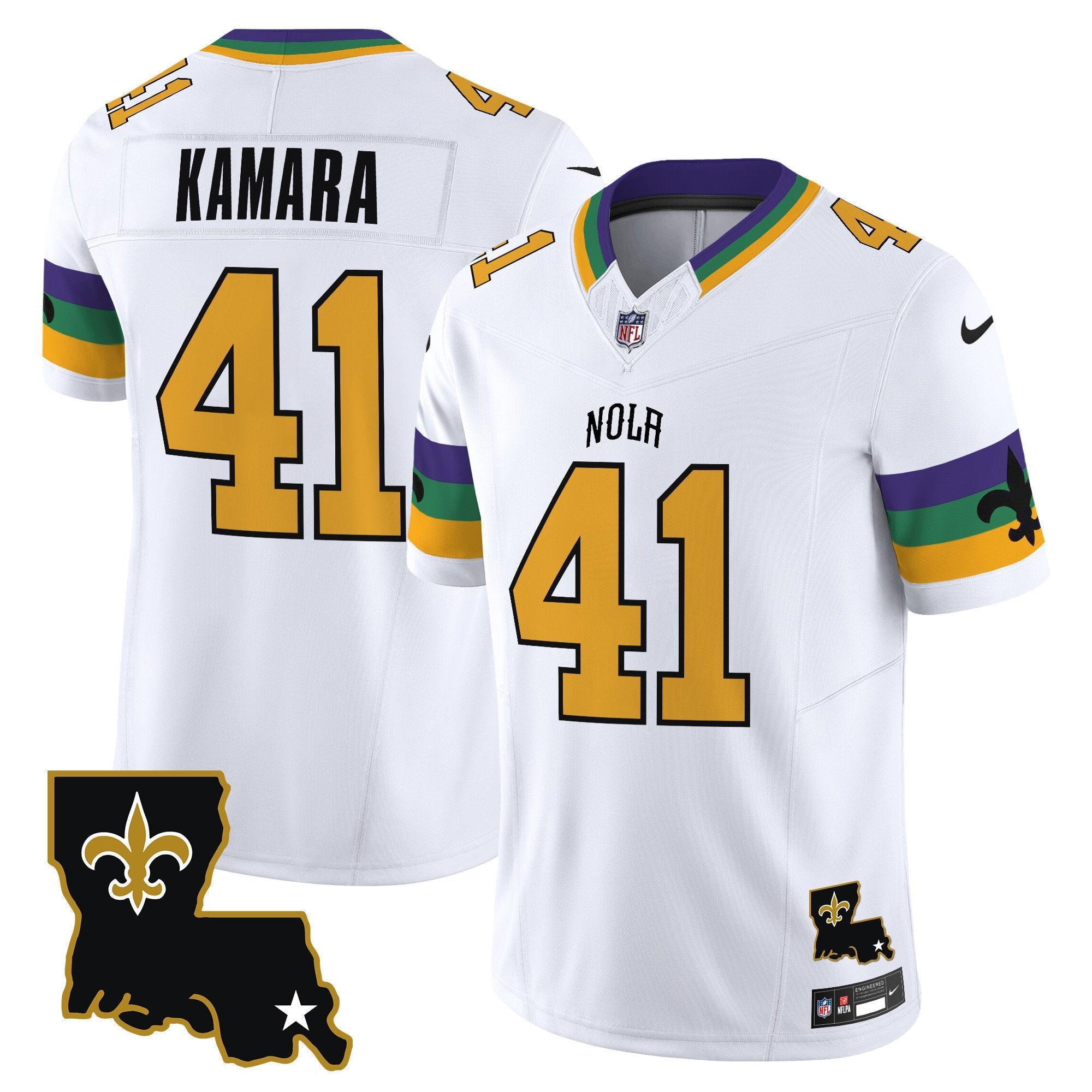Saints 2024 New Orleans City Vapor Limited Jersey – All Stitched – White – Alvin Kamara Jersey