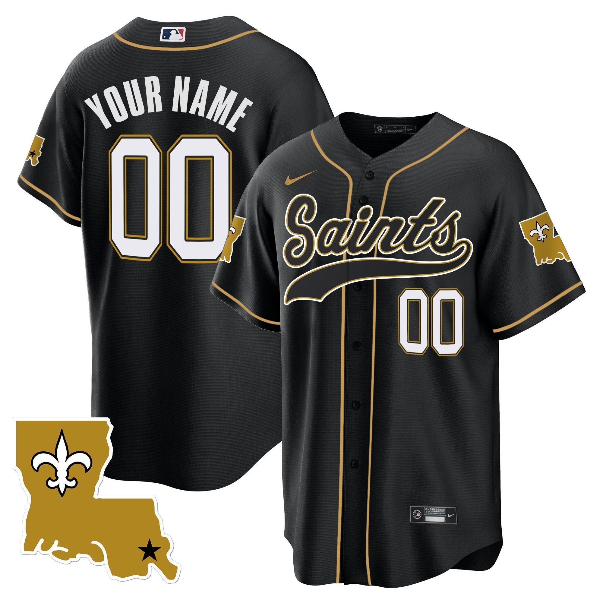 Saints 1987 Legacy Cool Base Custom Jersey – All Stitched – Black Jersey