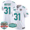 Dolphins Shula 347 Patch Vapor Limited Jersey V2 – All Stitched – White – Raheem Mostert Jersey