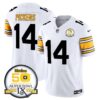 Pittsburgh Steelers Throwback 2024 Vapor Limited Jersey – All Stitched – 1975 White – George Pickens Jersey