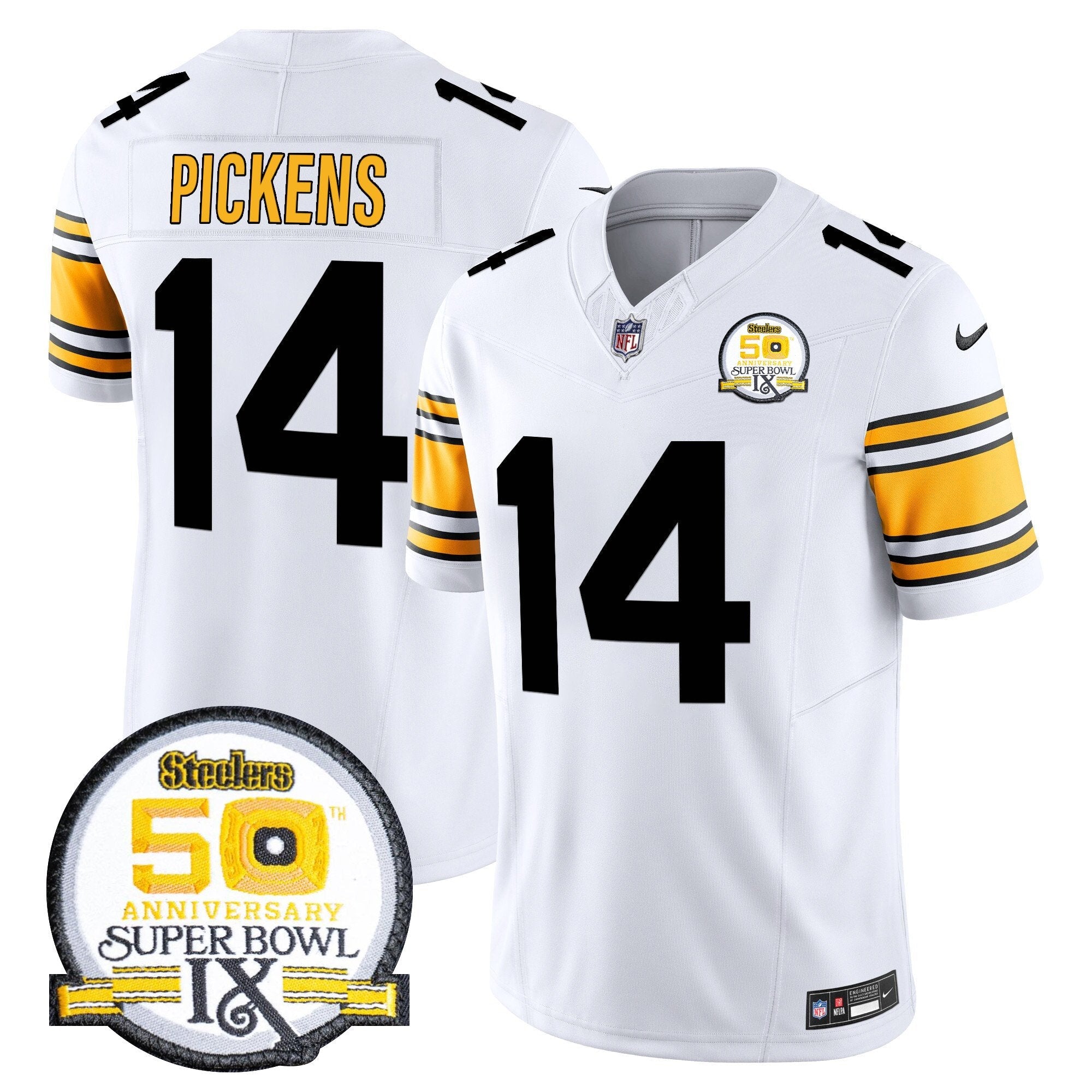 Pittsburgh Steelers Throwback 2024 Vapor Limited Jersey – All Stitched – 1975 White – George Pickens Jersey