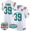 Dolphins 50th & Don Shula 347 Memorial Patch Vapor Limited Jersey – All Stitched – White – Larry Csonka Jersey