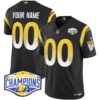 Los Angeles Rams 2024 NFC West Division Champions Vapor Limited Custom Jersey – All Stitched – Black Jersey