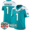 Dolphins Shula 347 Patch Vapor Limited Jersey V2 – All Stitched – Aqua Alternate – Tua Tagovailoa Jersey