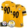 Steelers 50th Anniversary Of Super Bowl IX & Map Patch Vapor Limited Jersey – All Stitched – Gold – T. J. Watt Jersey