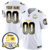 Steelers Arch Smoke 50th Anniversary Of Super Bowl IX Patch Vapor Limited Custom Jersey – All Stitched – White Jersey