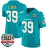 Dolphins Gold Trim Vapor Limited Jersey – All Stitched – Aqua – Larry Csonka Jersey