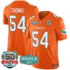 Dolphins Shula 347 Patch Vapor Limited Jersey V2 – All Stitched – Orange – Zach Thomas Jersey