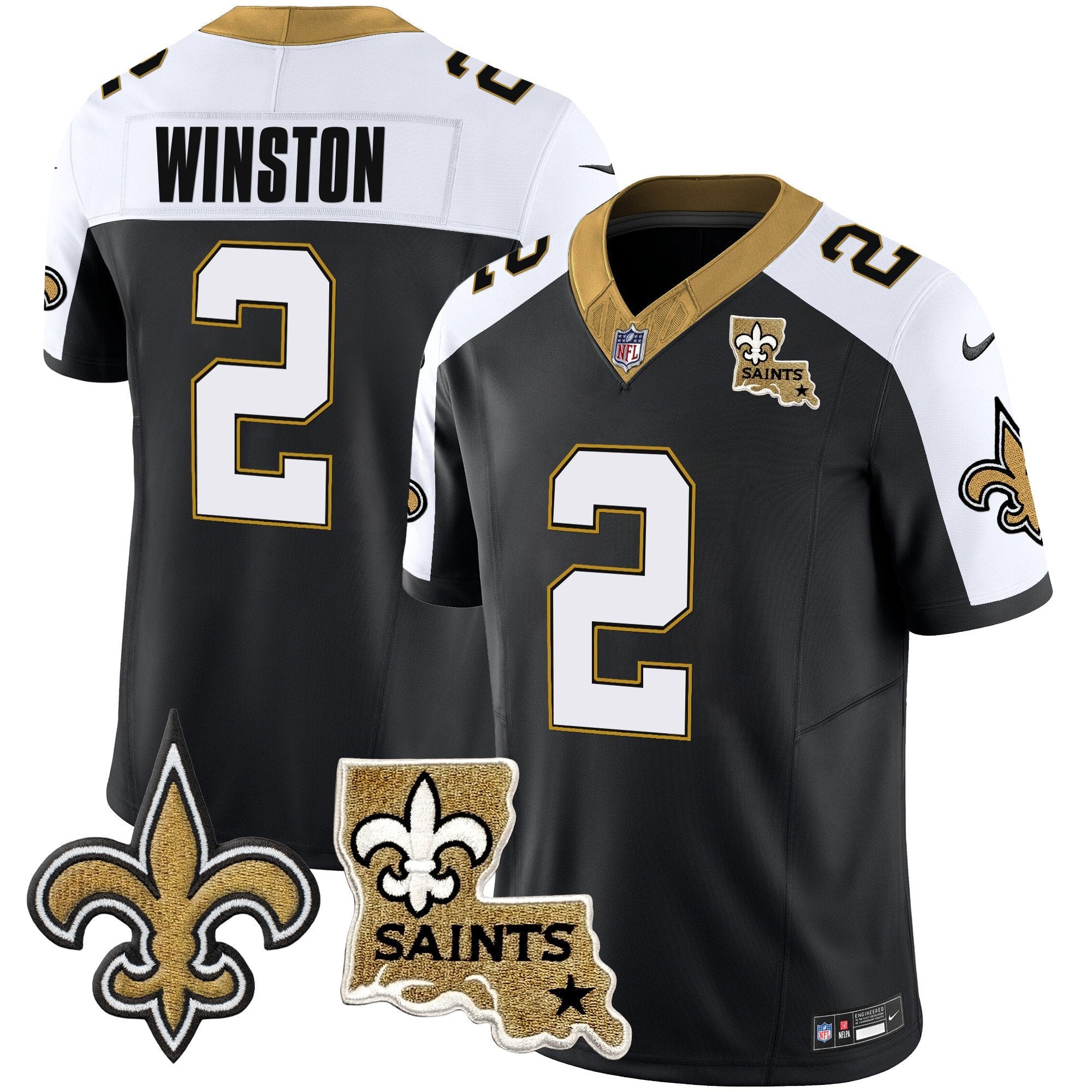 Saints Vapor Limited Jersey – New Orleans Patch – All Stitched – Alternate – Jameis Winston Jersey