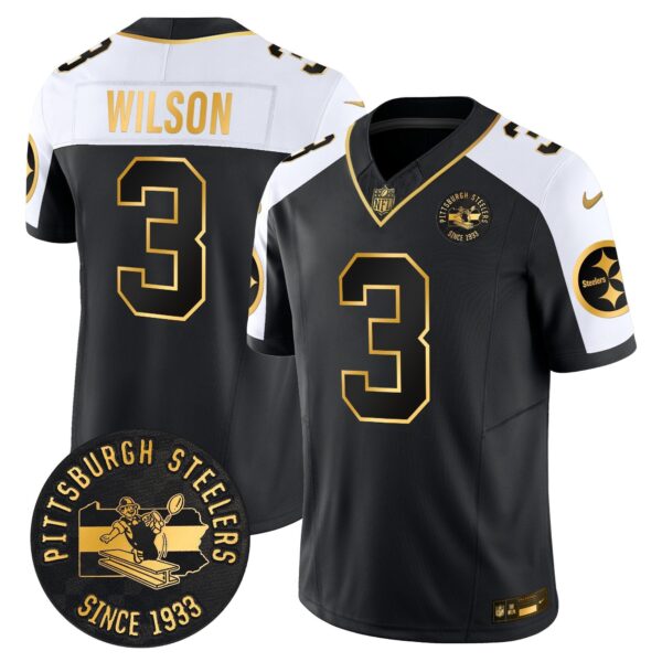 Pittsburgh Steelers Throwback 1933 Patch Gold Vapor Limited Jersey – All Stitched – Alternate – Russell Wilson Jersey