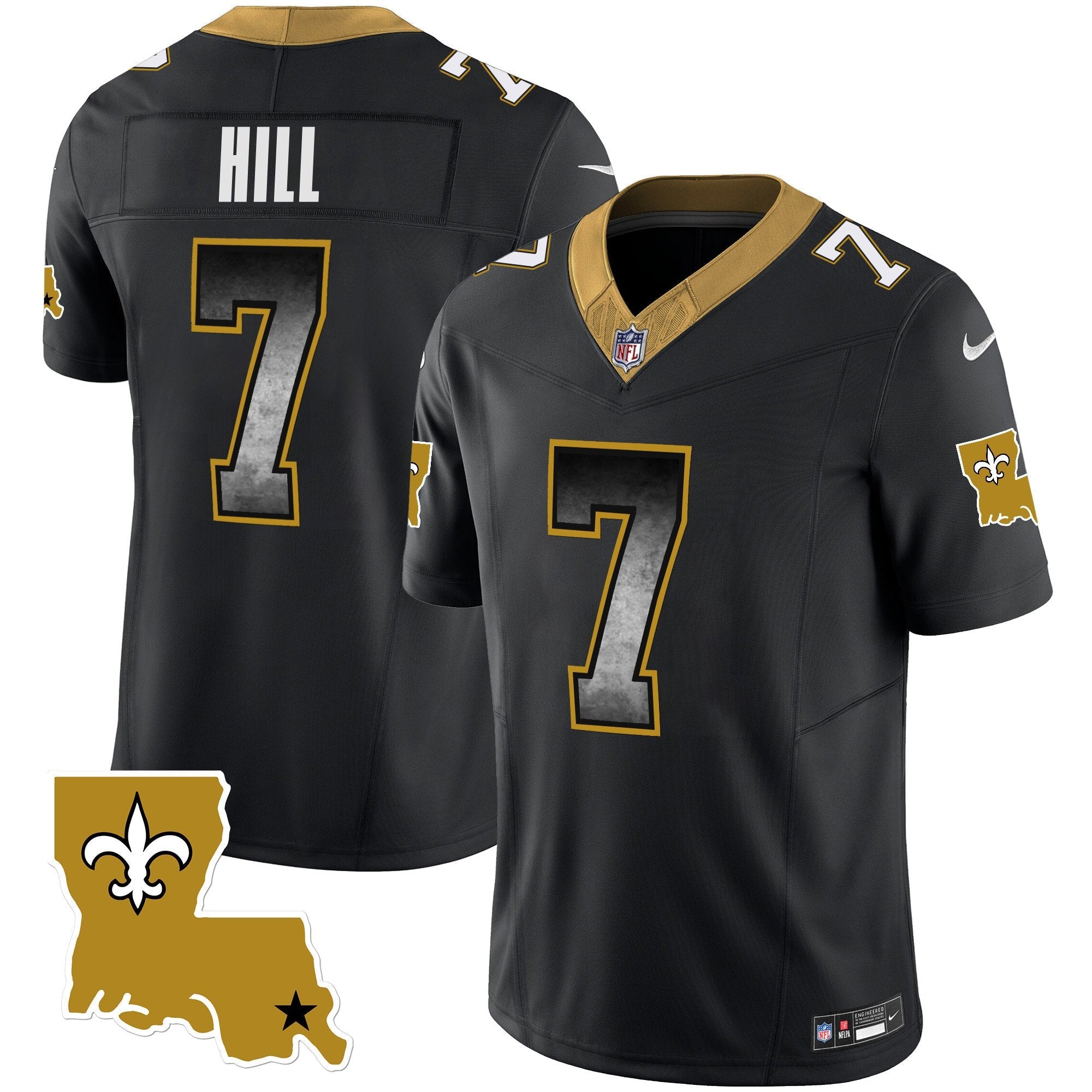 Saints 1987 Legacy Arch Smoke Jersey – All Stitched – Black – Taysom Hill Jersey