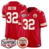 Chiefs 2024 AFC West Division Champions Patch Vapor Limited Jersey – All Stitched – Red – Nick Bolton Jersey