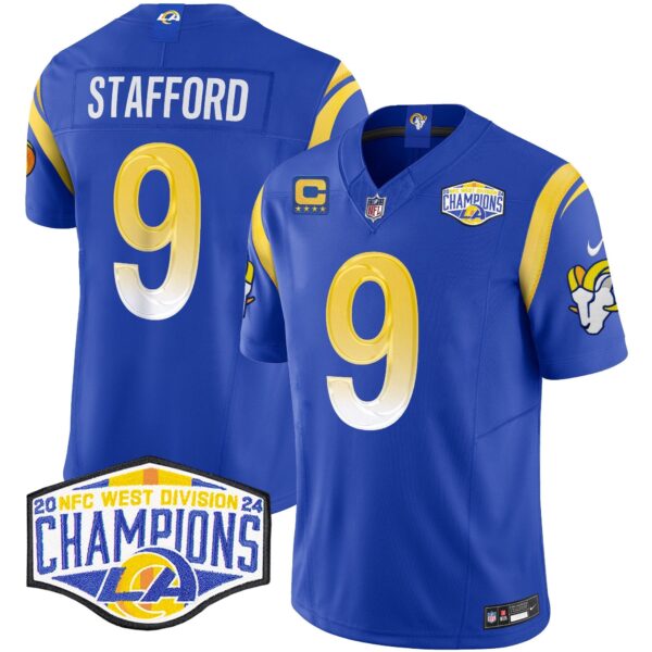 Los Angeles Rams 2024 NFC West Division Champions Vapor Limited Jersey – All Stitched – Royal – Matthew Stafford Jersey