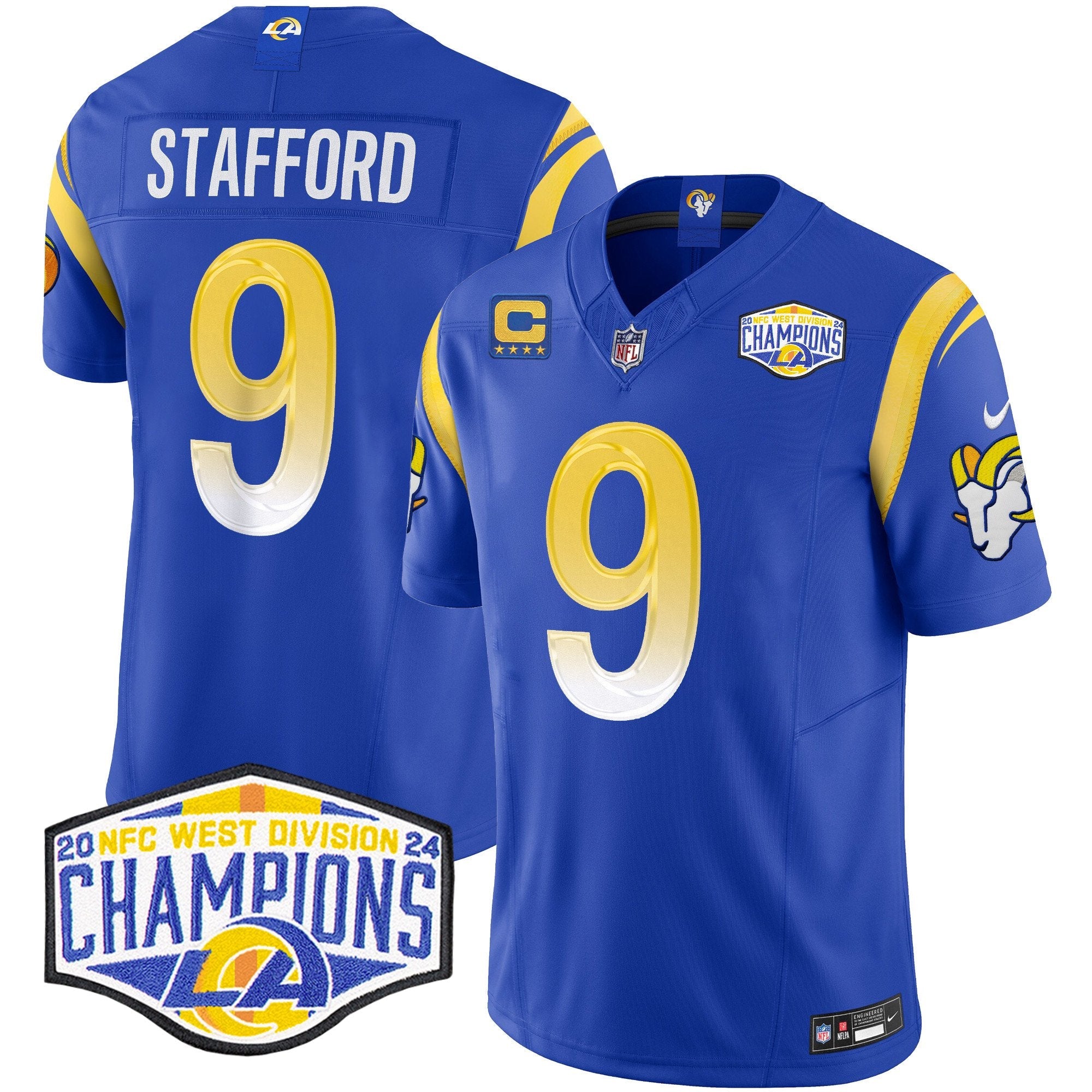 Los Angeles Rams 2024 NFC West Division Champions Vapor Limited Jersey – All Stitched – Royal – Matthew Stafford Jersey