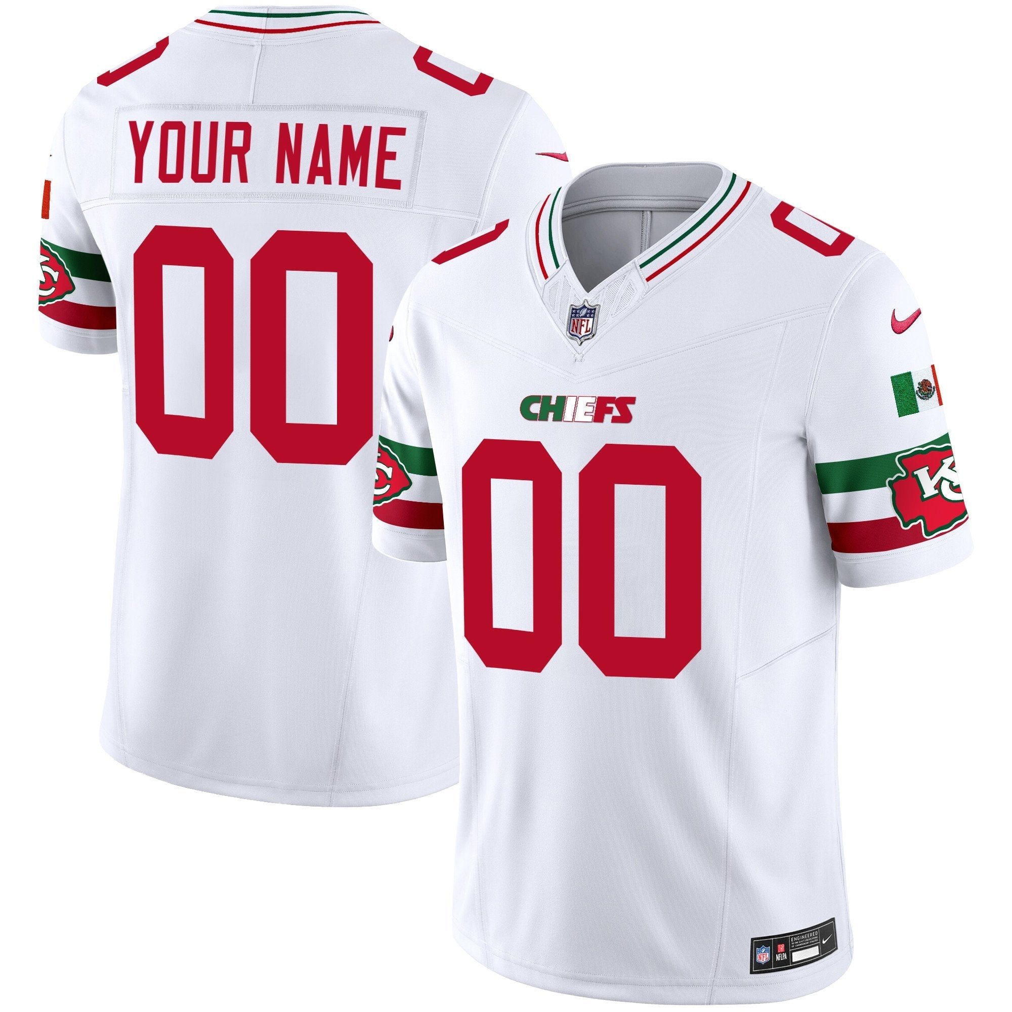 Chiefs Mexico Vapor Limited Custom Jersey – All Stitched – White Jersey