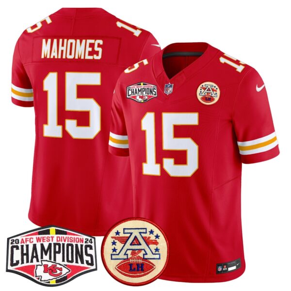 Chiefs 2024 AFC West Division Champions Patch Vapor Limited Jersey – All Stitched – Red – Patrick Mahomes Jersey