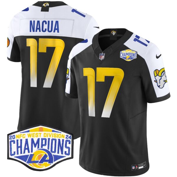 Los Angeles Rams 2024 NFC West Division Champions Vapor Limited Jersey – All Stitched – Black Alternate – Puka Nacua Jersey